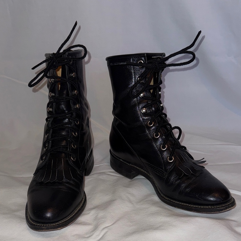 Justin Boots Black Leather Sole